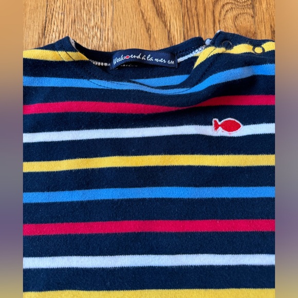 WEEK-END À LA MER Long Sleeve Navy Shirt with stripes - 6M - Picture 2 of 4